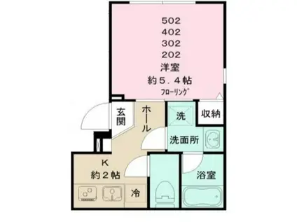 リベルテRS(1K/2階)の間取り写真