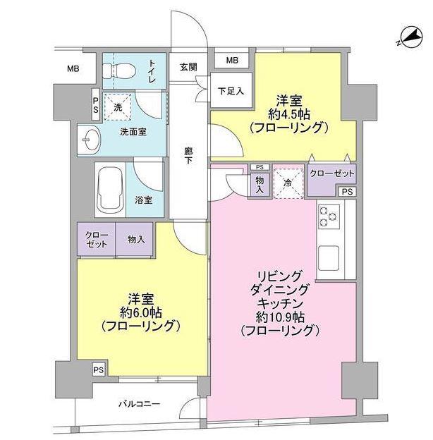 パートナーシップアパートメント(2LDK/12階)の間取り写真