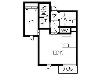 ILUSION高畑(1LDK/2階)の間取り写真