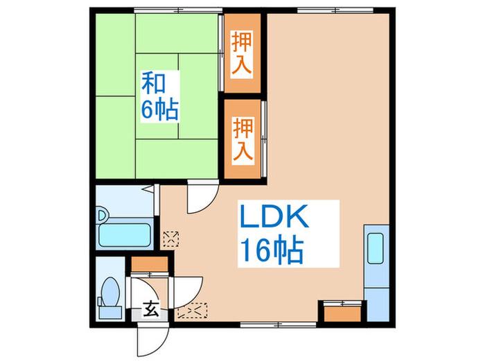 ハイツ菅原(1LDK/2階)の間取り写真