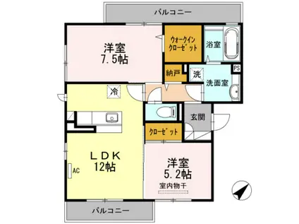 グランツ(2LDK/2階)の間取り写真