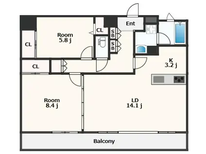 幸町シュンレジデンス(2LDK/7階)の間取り写真