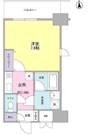 セレーノ品川(1K/2階)の間取り写真