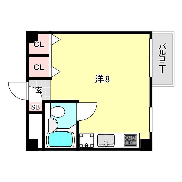 ルベラージュ甲子園(ワンルーム/2階)の間取り写真