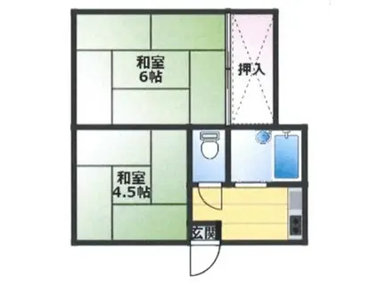 中山荘(2K/1階)の間取り写真