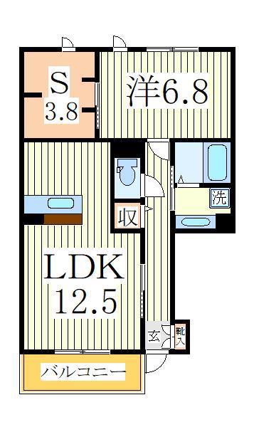 シエルツリー II(1LDK/1階)の間取り写真