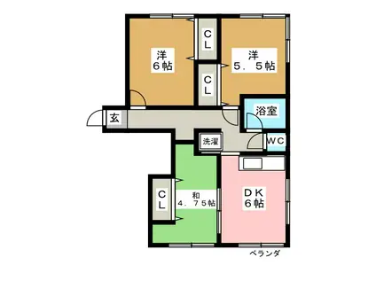 コーポ升竹(3DK/1階)の間取り写真