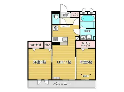 リビエールセレナ(2LDK/3階)の間取り写真