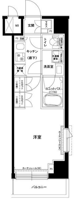 ルーブル東十条(1K/9階)の間取り写真