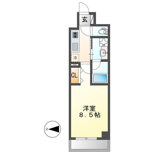 リシュドール名駅南(1K/3階)の間取り写真