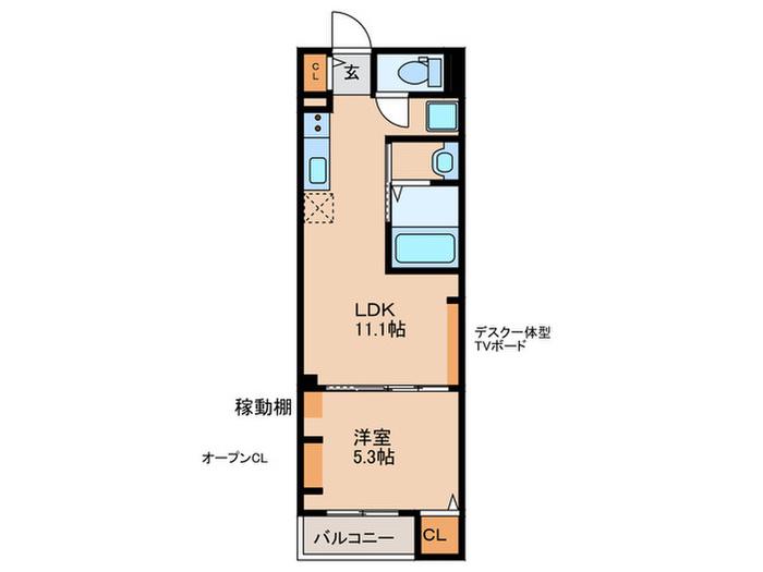 ウエストウイングV(1LDK/3階)の間取り写真
