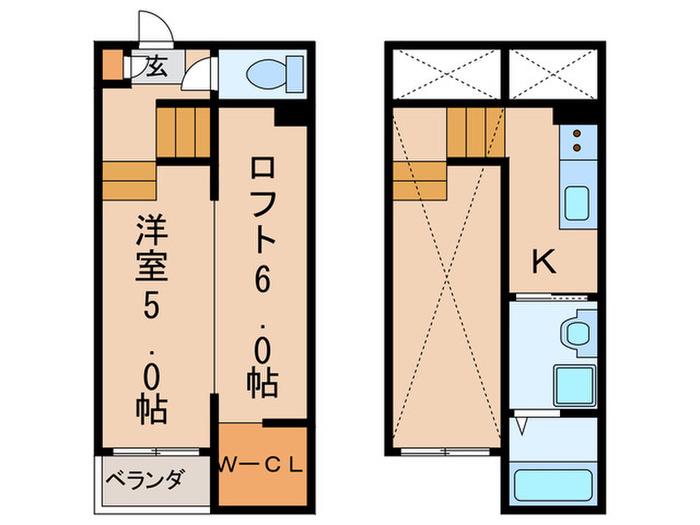 CASAMARUMERO(1K/2階)の間取り写真