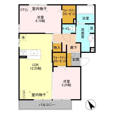 ブルート201(2LDK/2階)の間取り写真