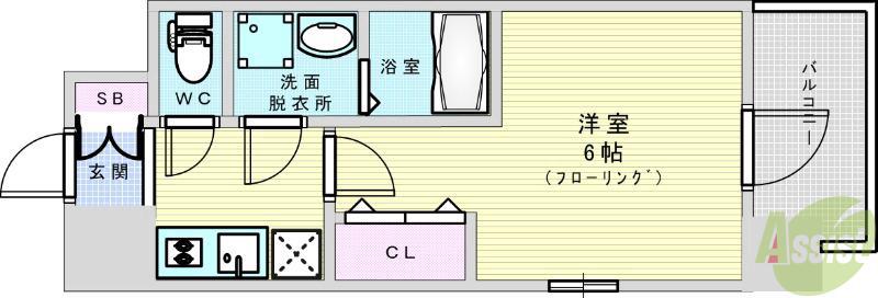 エスリードレジデンス大阪ウエスト(1K/8階)の間取り写真
