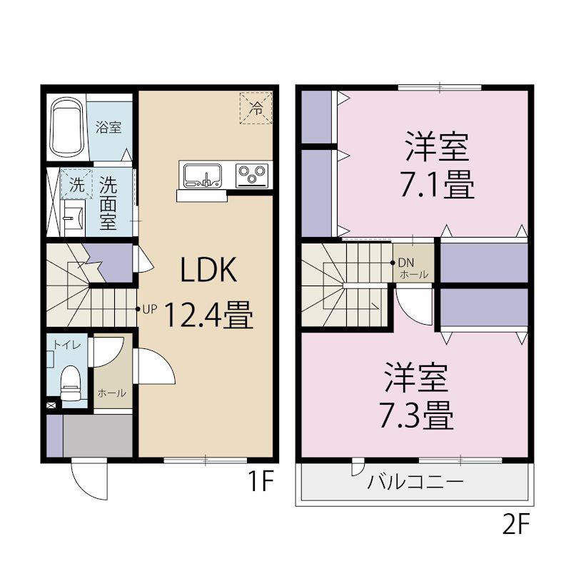 LA BELUCE 中島(2LDK/1階)の間取り写真