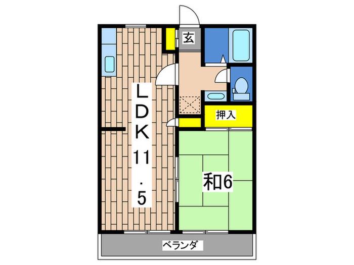 ラヴィ東戸塚伍番館(1LDK/2階)の間取り写真