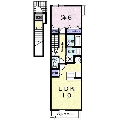 サンライズヒル(1LDK/2階)の間取り写真
