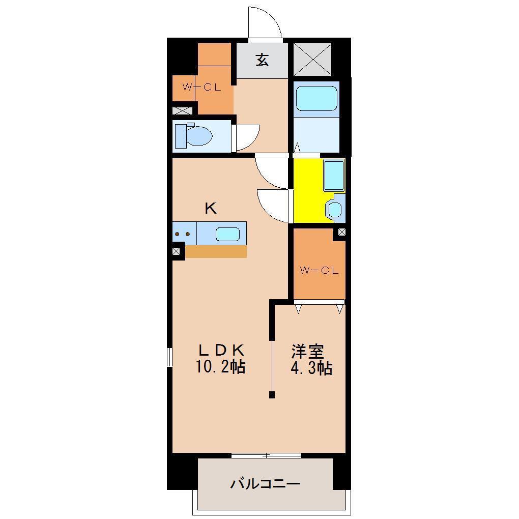 KO OLINA YANAGIMARU(1LDK/6階)の間取り写真