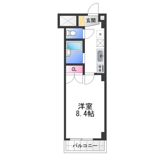 白鷺TKハイツ1号館(1K/4階)の間取り写真