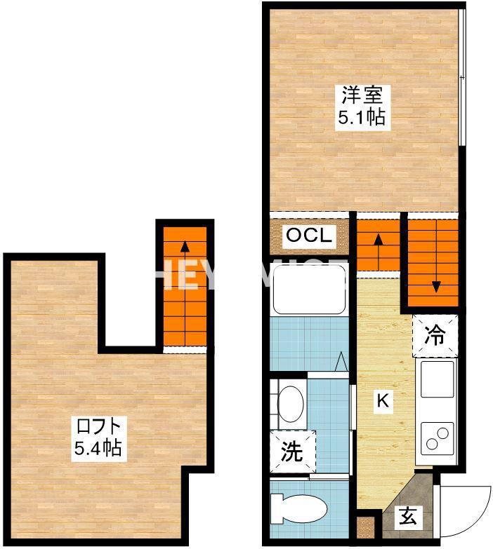 KIRA清水町(1SK/1階)の間取り写真