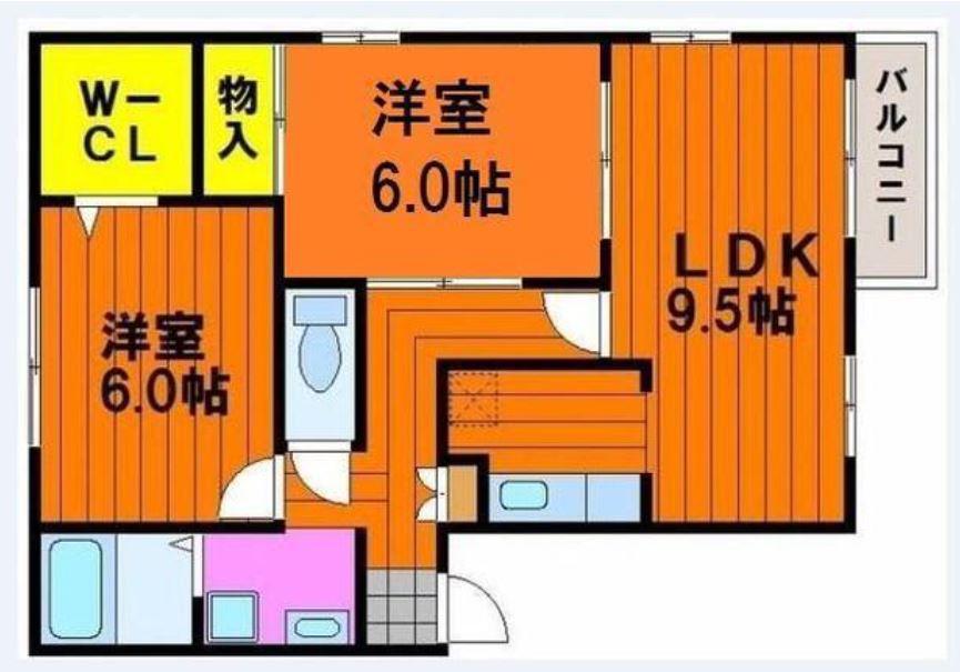 ガーデンハイツ福島C棟 101(2LDK/1階)の間取り写真
