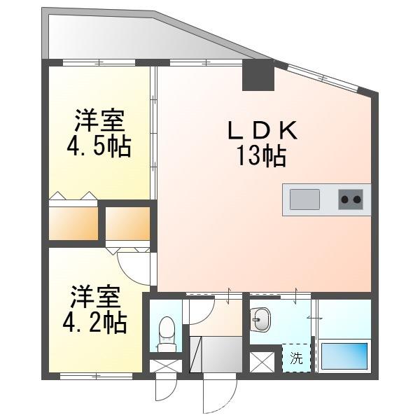 ココパレス糸満(2LDK/2階)の間取り写真