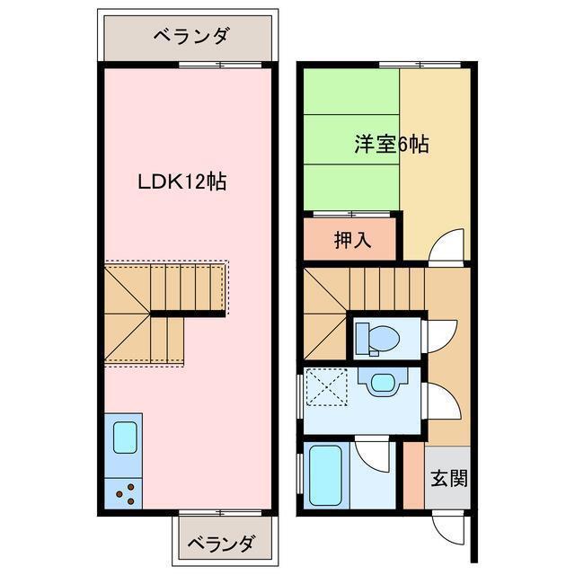 別子荘アパート(1LDK/1階)の間取り写真