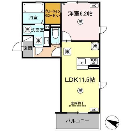 BELIEVE9(1LDK/1階)の間取り写真
