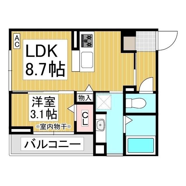 J-ROOM妃 VII番館 屋代駅前(1LDK/2階)の間取り写真