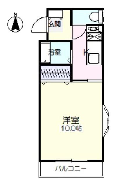 グリーングラス(1K/1階)の間取り写真