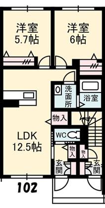 ベイローレル I棟(2LDK/1階)の間取り写真