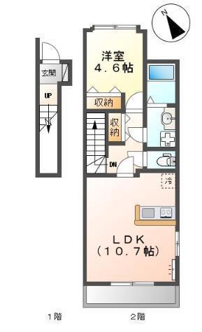 CLOVER(1LDK/2階)の間取り写真