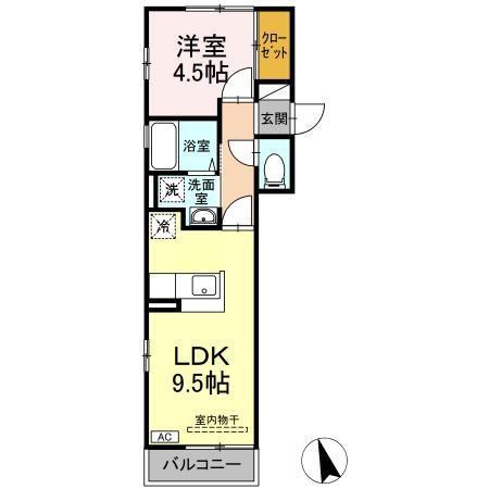 サンモールTM(1LDK/2階)の間取り写真