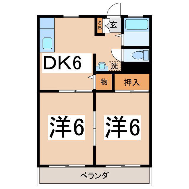 サンシティーK&A I(2DK/2階)の間取り写真