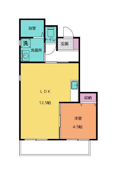 フラットK(1LDK/6階)の間取り写真