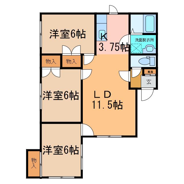 グレースタウンC(3LDK/1階)の間取り写真