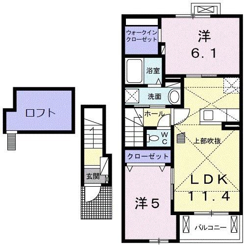 ビオーラ長田 A(2LDK/2階)の間取り写真