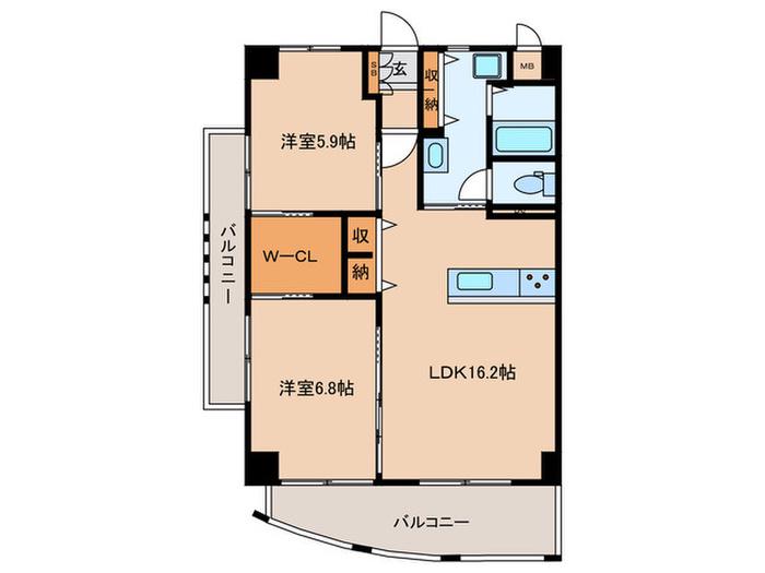 BREEZE BASE(2LDK/6階)の間取り写真