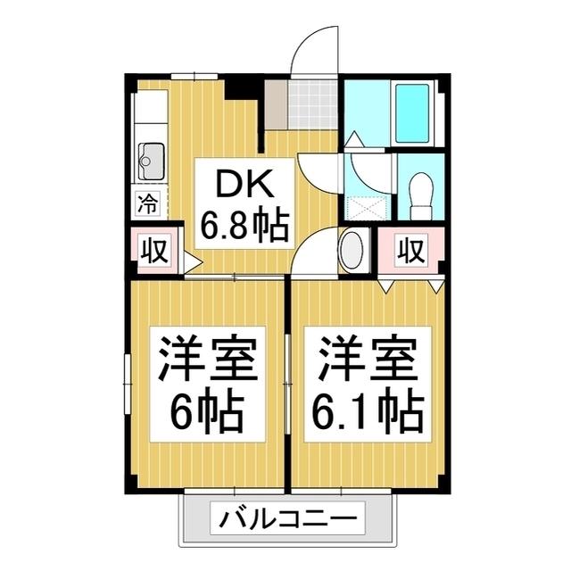 アドミラブール(2DK/2階)の間取り写真