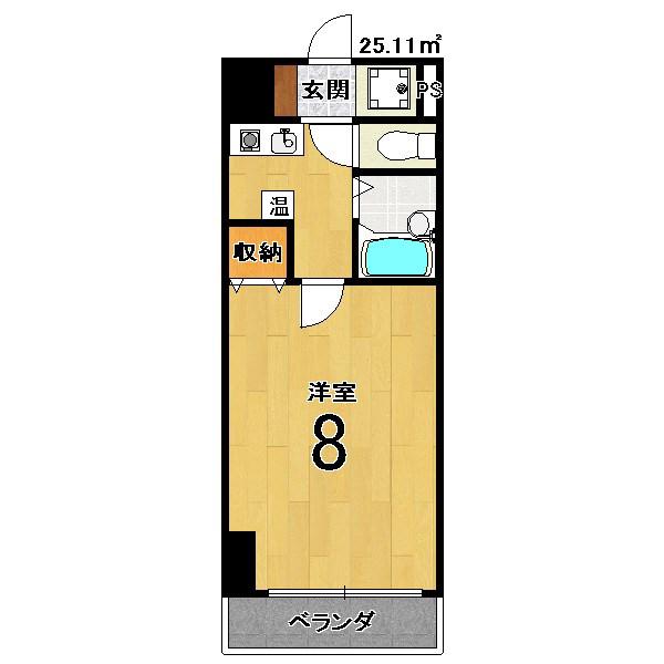 SUN VISTA四条(1K/8階)の間取り写真