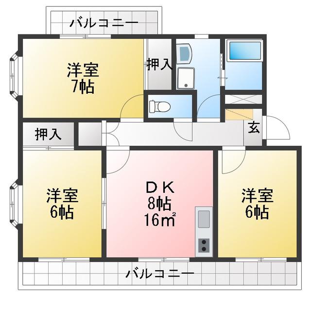 ビラトスカーナS(3DK/2階)の間取り写真