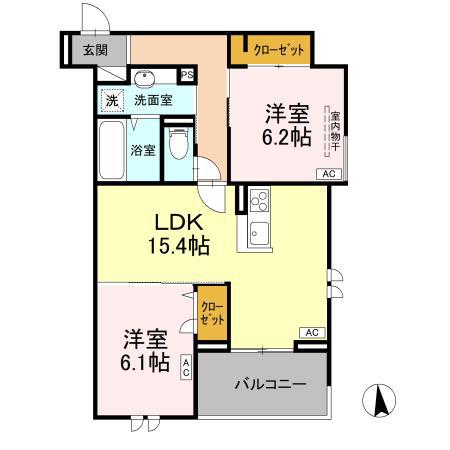 エグレットテラス(2LDK/3階)の間取り写真