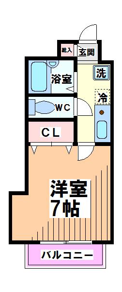 ウィリアムヒルズ高井戸(1K/2階)の間取り写真