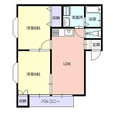アルファーA(2LDK/2階)の間取り写真