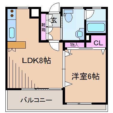 フジビューハイツ菊名弐番館(1LDK/2階)の間取り写真