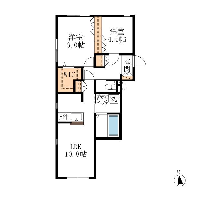 雪ノ下荘(2LDK/1階)の間取り写真