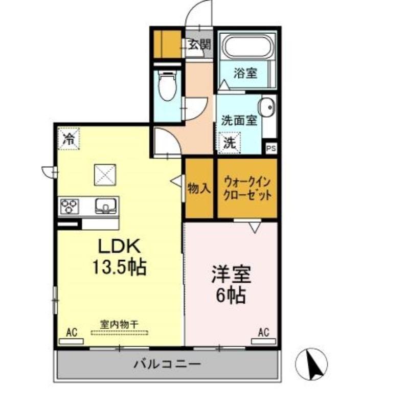 シャトー錦(1LDK/2階)の間取り写真