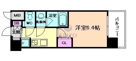 プレサンス神崎川ファインブレス(1K/2階)の間取り写真