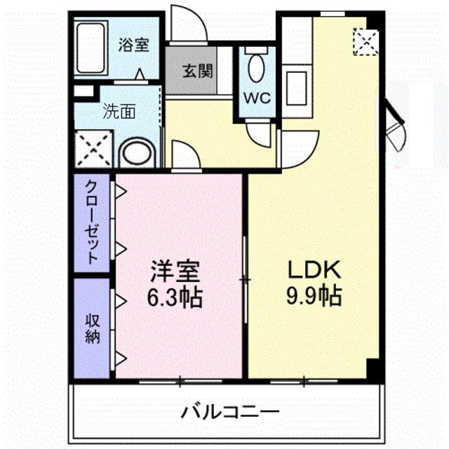 アルモニー綾園(1LDK/2階)の間取り写真