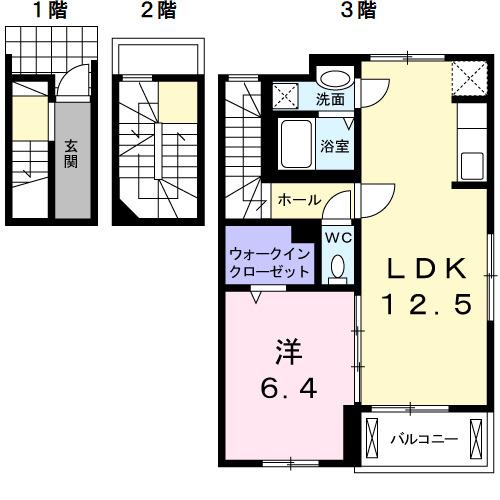 ビエントII(1LDK/3階)の間取り写真